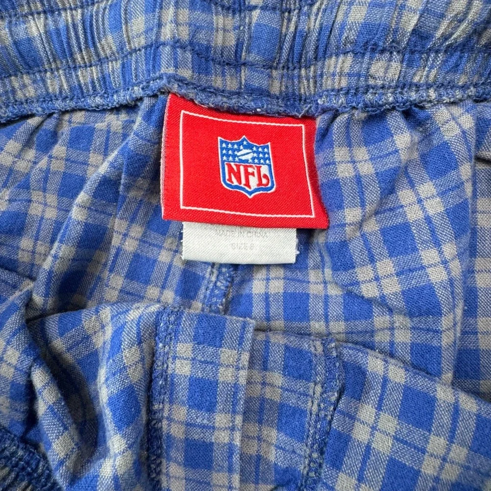 VINTAGE Indianapolis Colts NFL Plaid Flannel Pajama Pants Royal Blue Mens Small‎